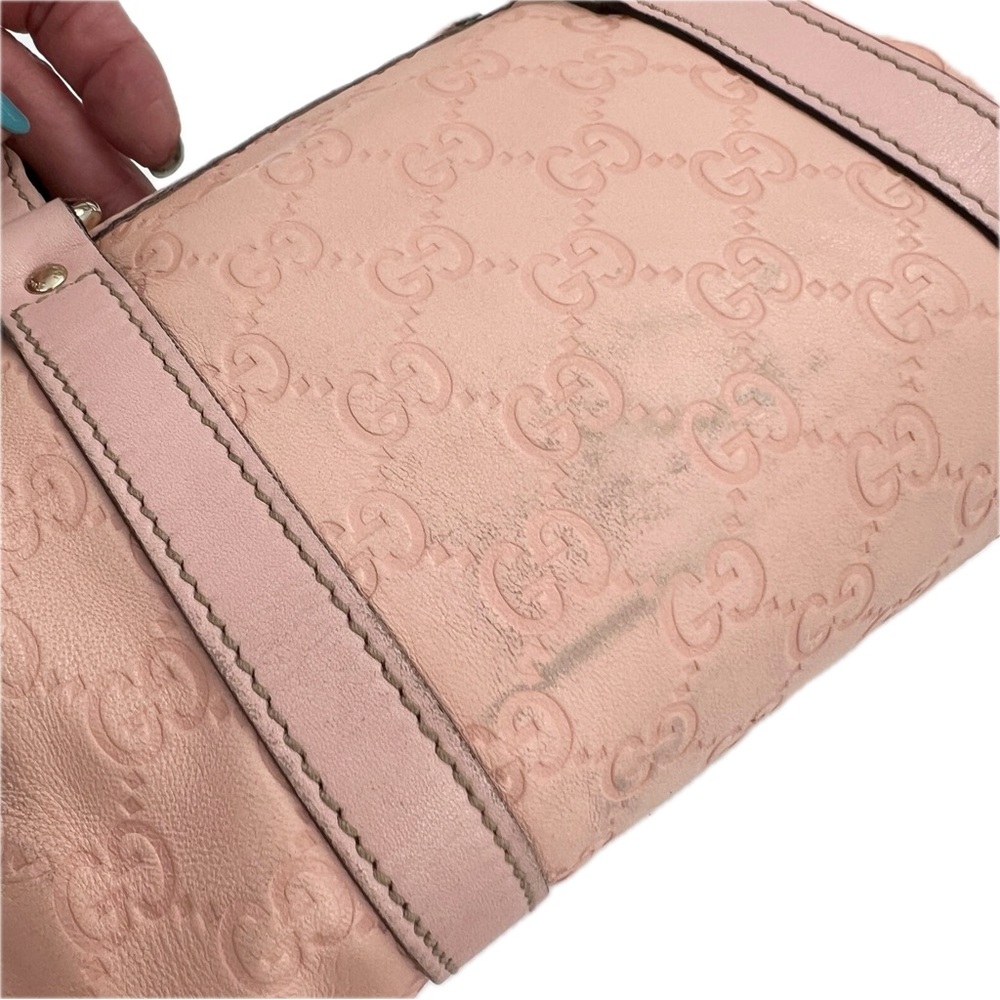GUCCI GG Small Joy Boston Bag Guccissima Leather Powder/Baby Pink Authentic - Picture 15 of 17